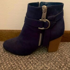 Apt. 9 Blue and Brown Ankle Booties with Side Zipper